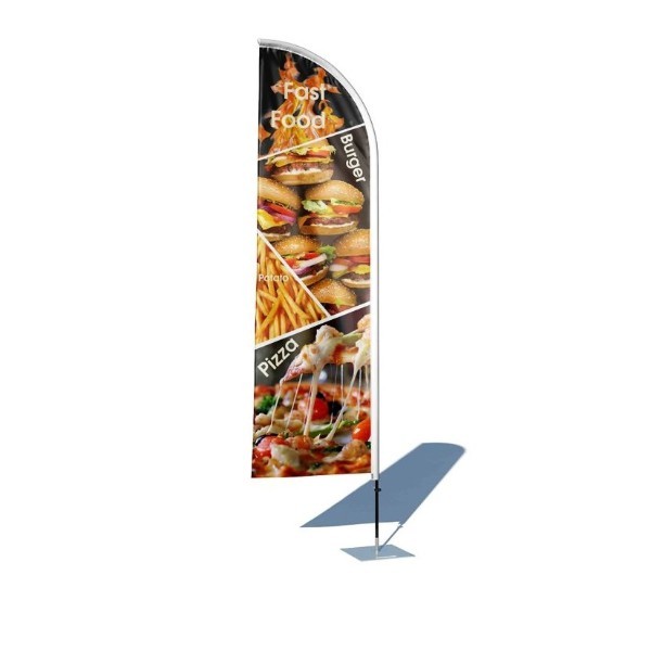 پرچم ساحلی و تبلیغاتی طرح فست فود مدل بادبانی