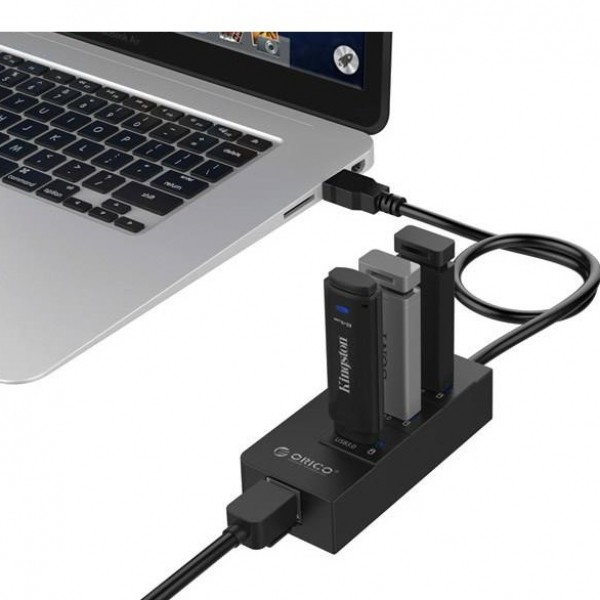 هاب 3 پورت USB 3.0 اوریکو مدل HR01-U3 همراه با پورت RJ451