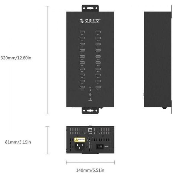 هاب USB صنعتی 20 پورت اوریکو مدل IH20P0